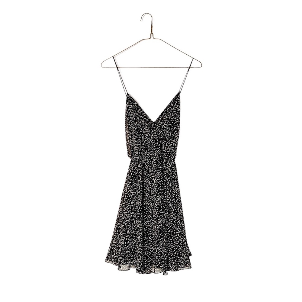 VTG y2k sheer black mini dress - white polka dot summer - small